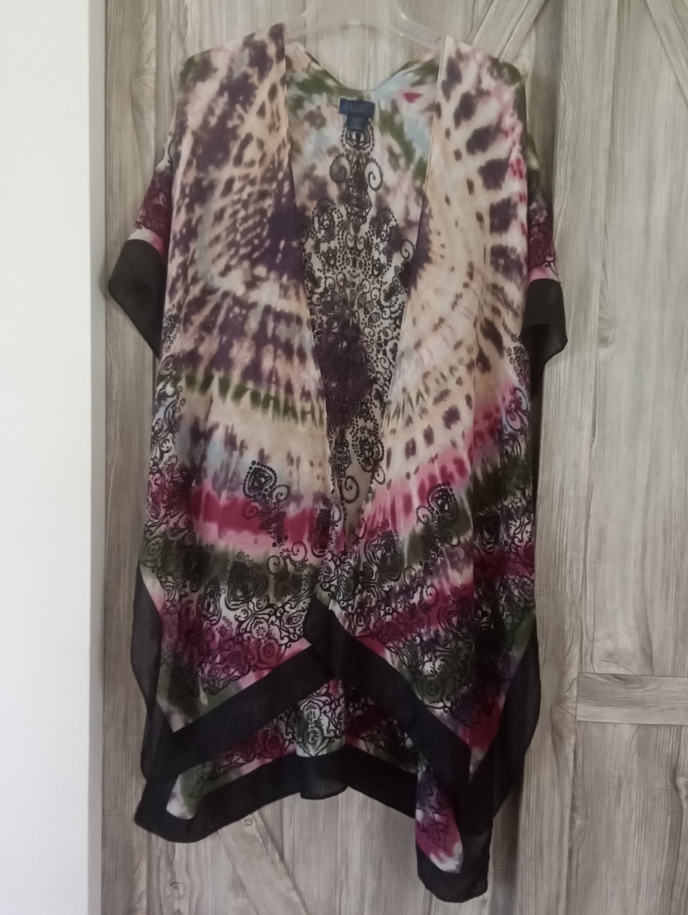 Rachel Roy Purple Green Tie-Dye Bohemian Kimono